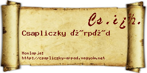 Csapliczky Árpád névjegykártya